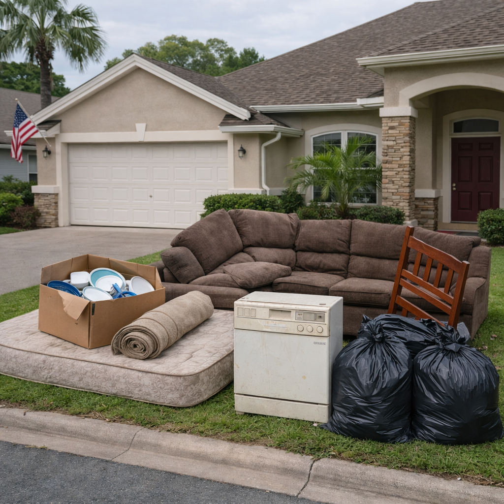 Front yard junk before clean out